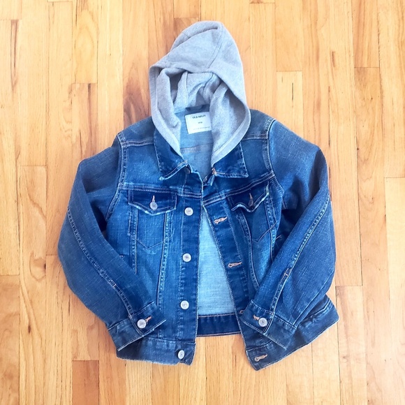 Old Navy kids denim jacket with hoodie - Like new - Picture 1 of 1